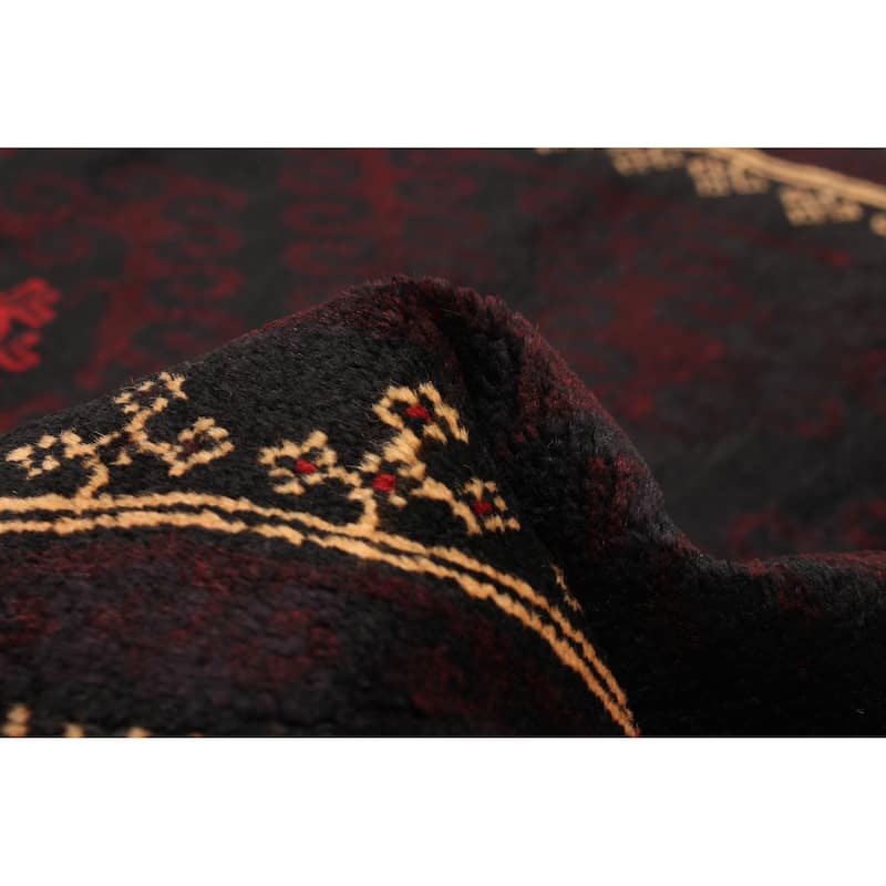 ECARPETGALLERY Hand-knotted Baluch Black Wool Rug - 3'10 x 6'4