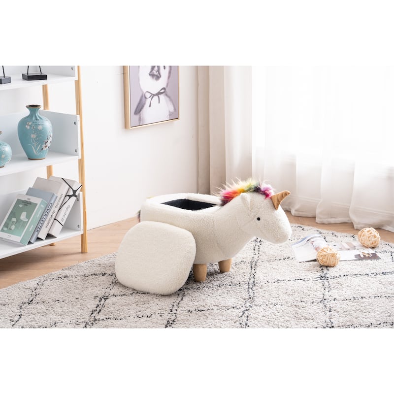 Uma the Unicorn Storage Upholstered Kids Ottoman