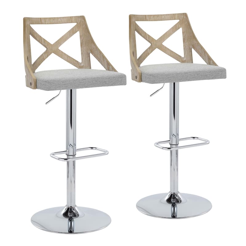 The Gray Barn Charlotte Adjustable Bar Stool with Rounded Rectangular Footrest (Set of 2)