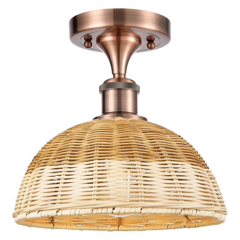 Innovations Lighting 516-1C-10-9 Bristol Natural II Semi-Flush Bristol - Antique Copper / Natural