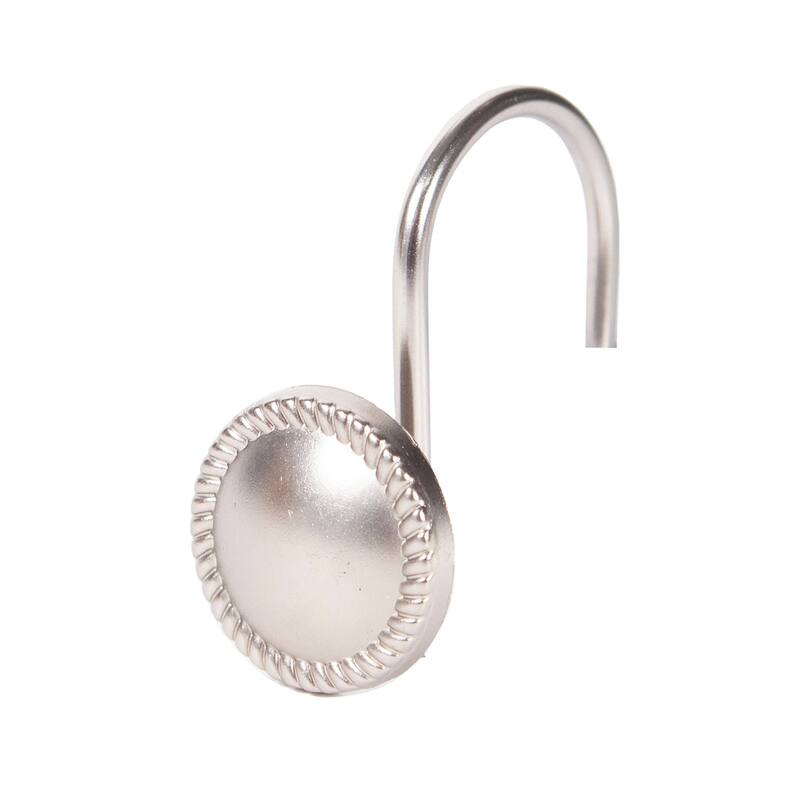 Kenney Erin Decorative Shower Curtain Hooks, Set of 12 - Brushed Nickel - Brushed Nickel