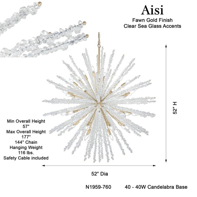 Metropolitan N1959 Aisi 40 Light 52" Wide Taper Candle Sputnik