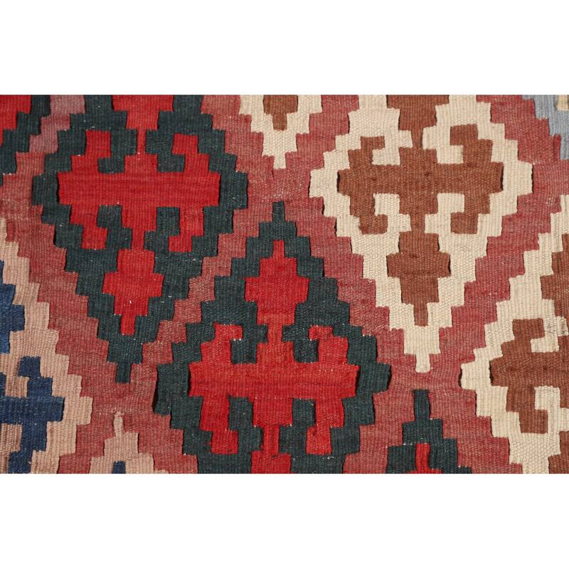 Reversible Kilim Qashqai Vegetable Dye Persian Vintage Wool Carpet - 5'0"x 9'0"