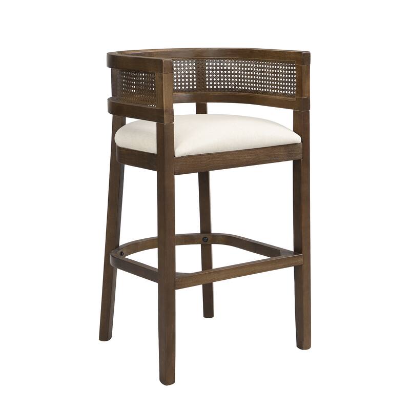 Christopher Knight Home-Glovers Wood And Rattan Upholstered Bar Stools Set of 2