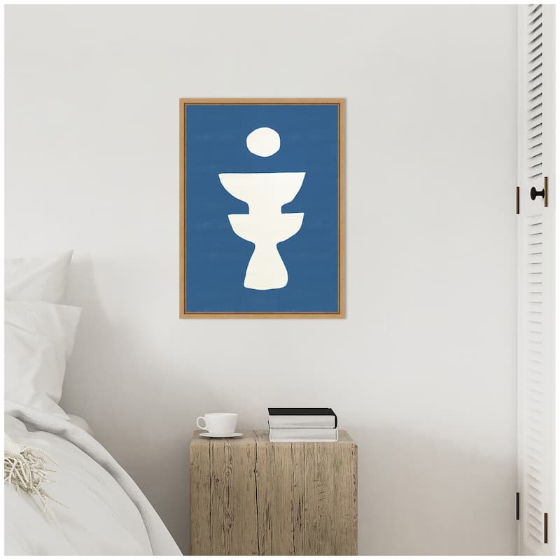 Kate and Laurel Sylvie Ceramic Blue Beige 4 Framed Canvas by Rocket Jack