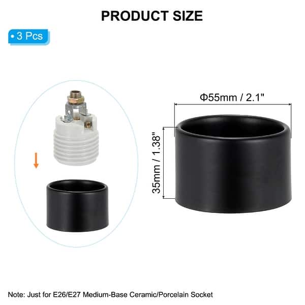 dimension image slide 1 of 6, Light Socket Shade Ring, Medium Base Ceramic Socket with Thread