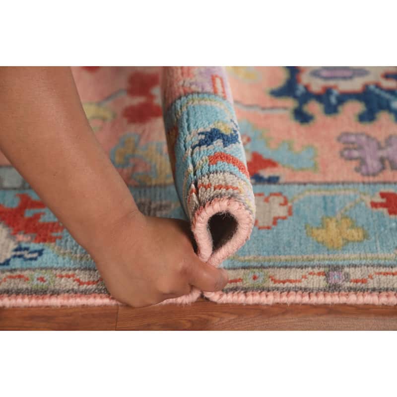 Pink Oushak Oriental Accent Rug Handmade Wool Carpet - 2'7" x 5'10"