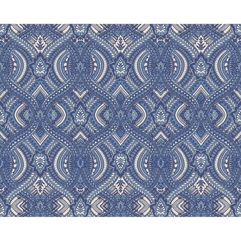 Hoopla Walls Ogee Navy Blue Peel and Stick Wallpaper - N/A