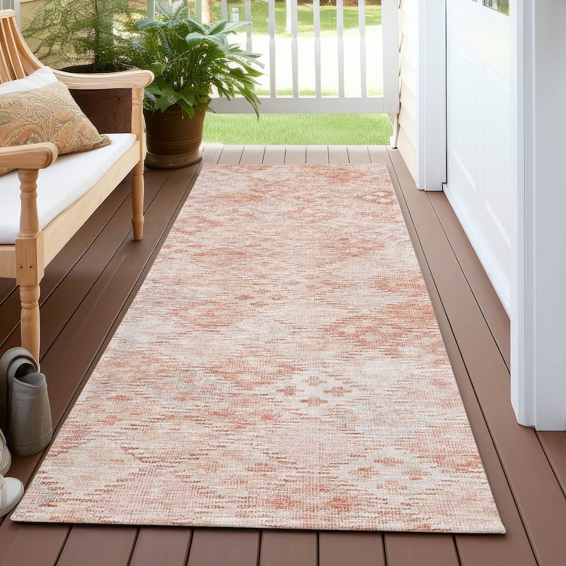 Machine Washable Indoor/ Outdoor Boho Modern Chantille Rug