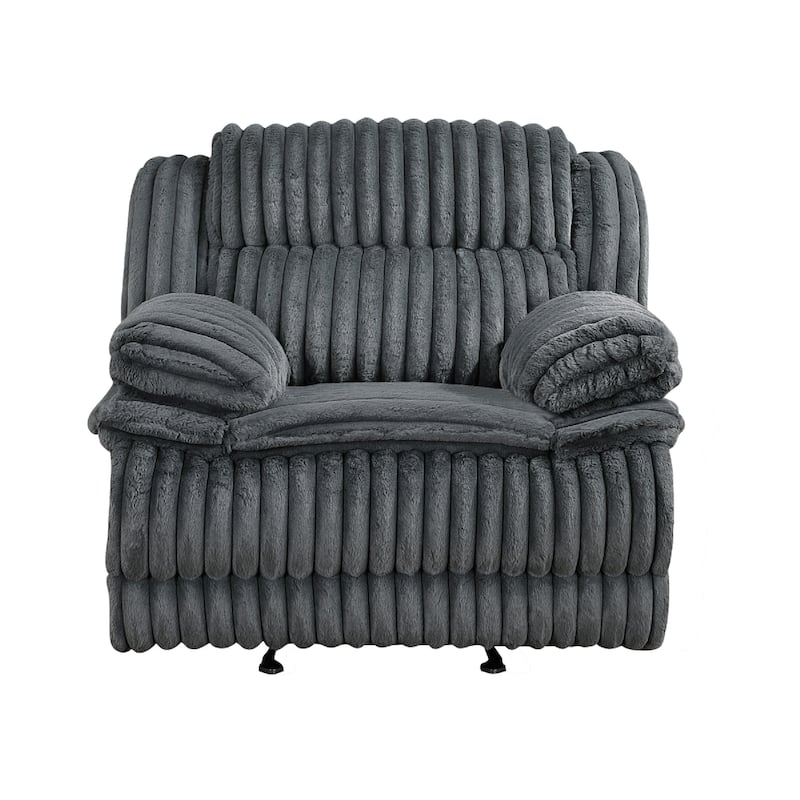 Rexy Manual Glider Reclining Chair, Textured Dark Gray Corduroy