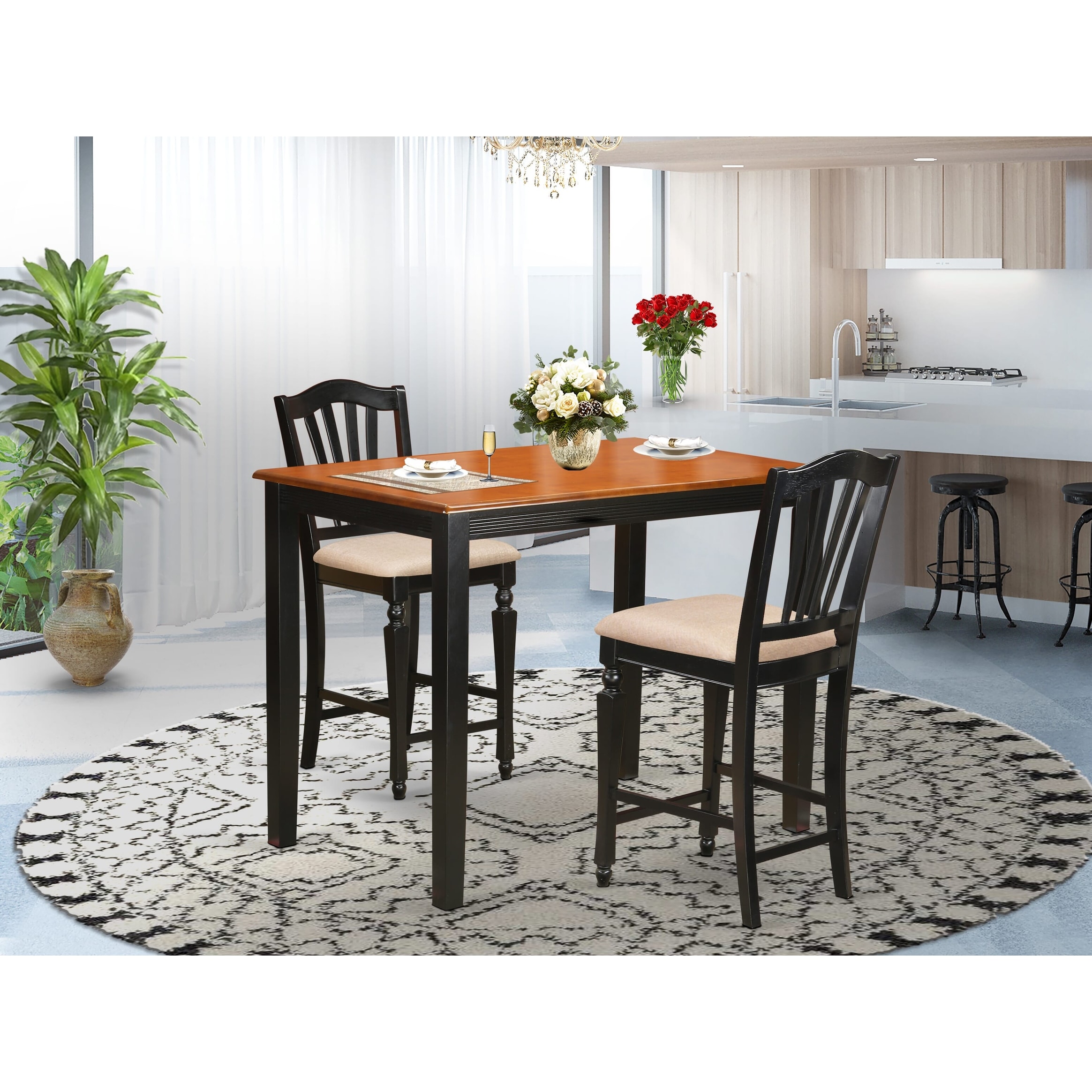 East West Furniture Piece Counter Height Dining Table Set -a