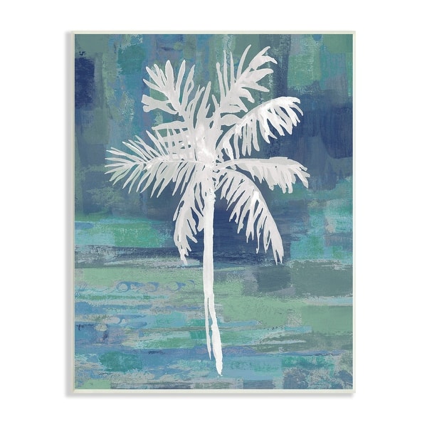 Stupell White Palm Tree Leaves Abstract Green Background Wood Wall Art ...