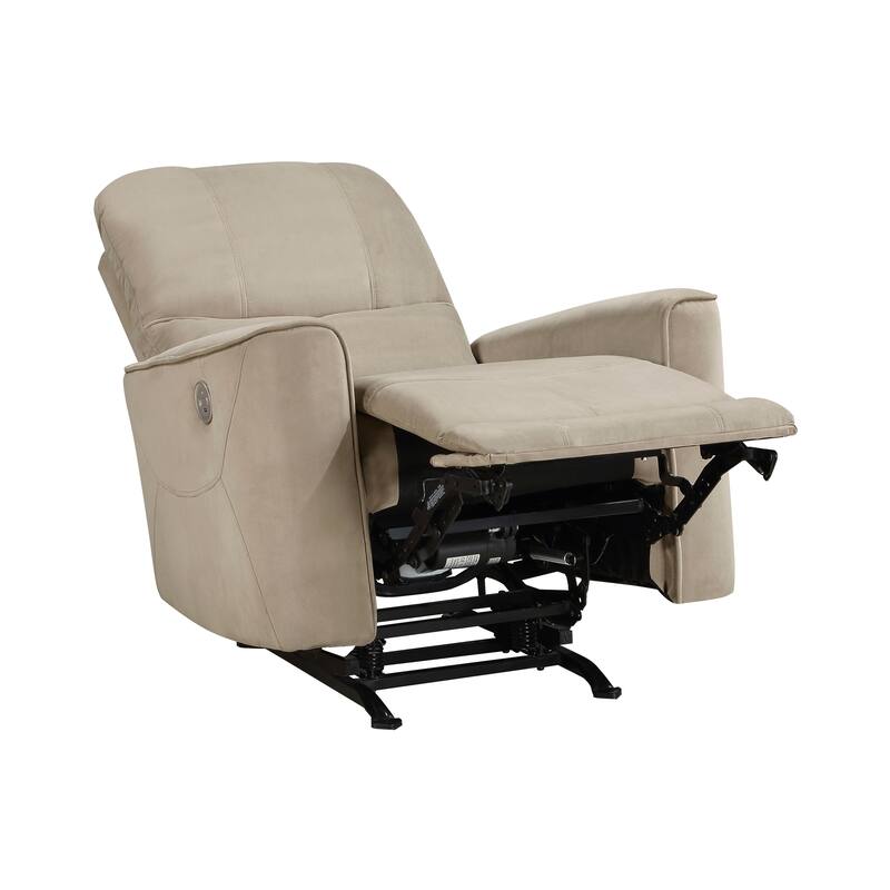 Modern Living Room 1pc Power Rocker Reclining Chair Light Brown Velvet Upholstery Solid Wood Frame Luxury Home Furniture