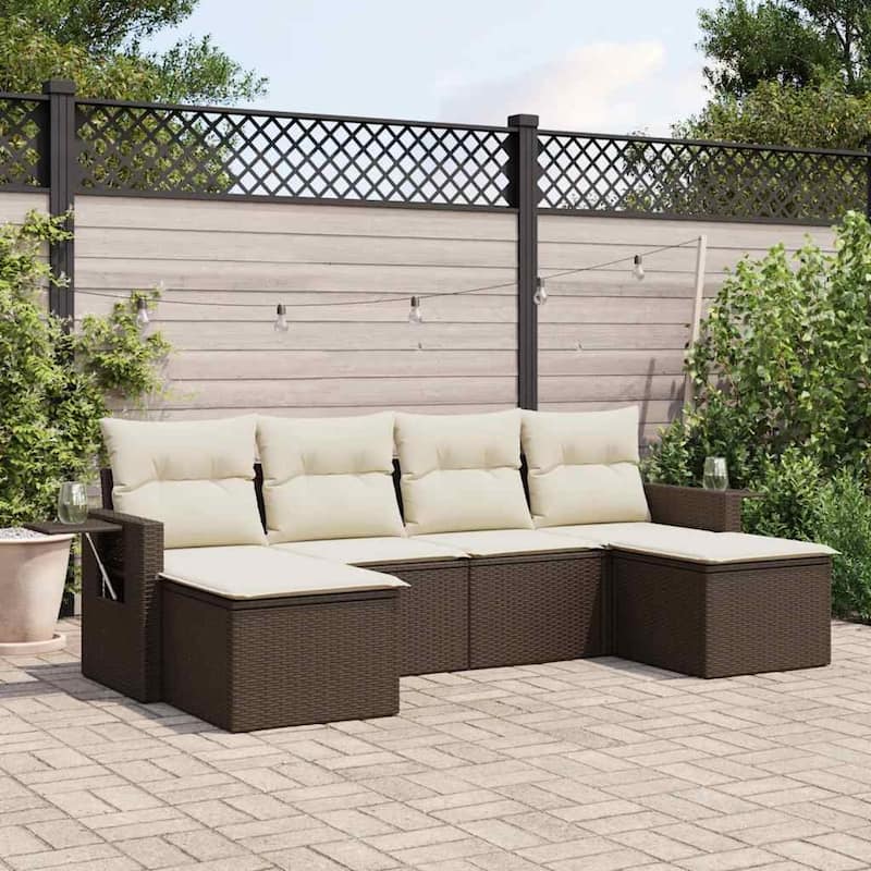vidaXL Garden Sofa Set - Brown and cream Without table