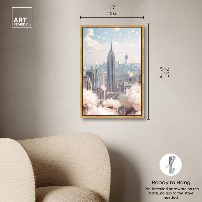 Peonies Over New York Canvas by Art Remedy