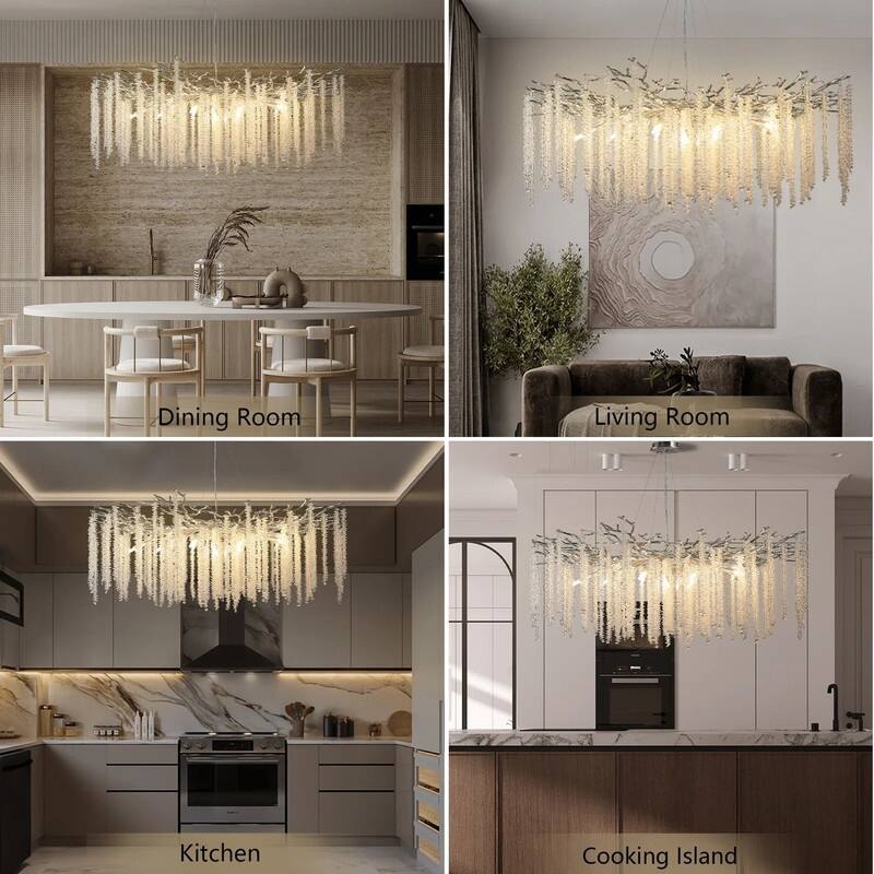 KAYLA 18-Light Crystal Chandelier, Luxury Round Tree Branches Chandelier