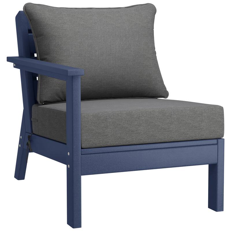 Birchwood All Weather HDPE Outdoor Patio Navy Blue Deep Seating Conversation Set (6-Piece Set)