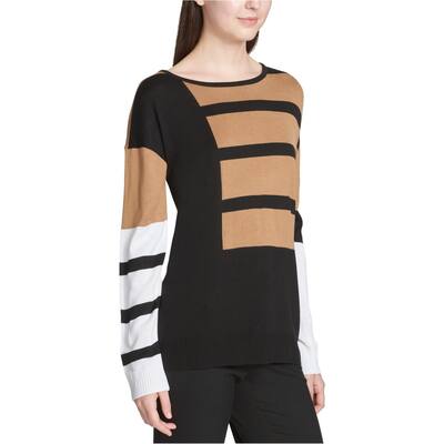 Calvin Klein Womens Colorblocked Knit Sweater,, Black, X-Large