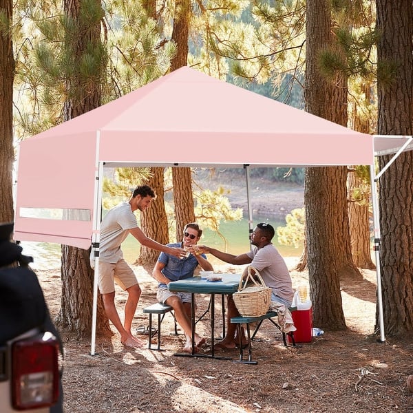 17 x 10 Feet Foldable Pop Up Canopy with Adjustable Dual Awnings - 17' x 10' x 10' (L x W x H)