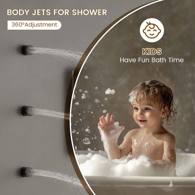 Thermostatic 3-Spray 8 in. Ceiling Mount Fixed and Handheld Dual Shower Head 2.5 GPM with 3-Body Jet