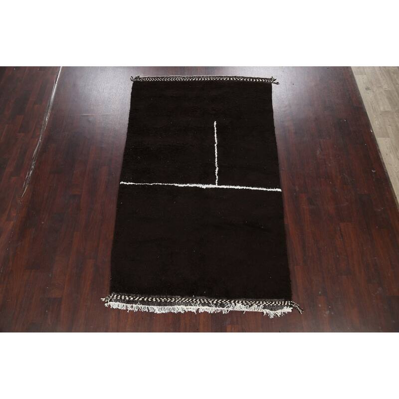 Modern Moroccan Oriental Area Rug Wool Hand-knotted Office Carpet - 5'3" x 9'0"