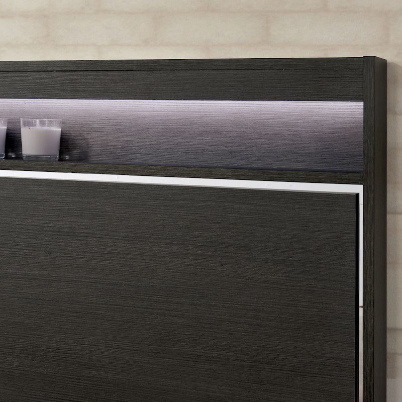 Furniture of America Kastela Modern Grey Wood Bed w/ LED Headboard