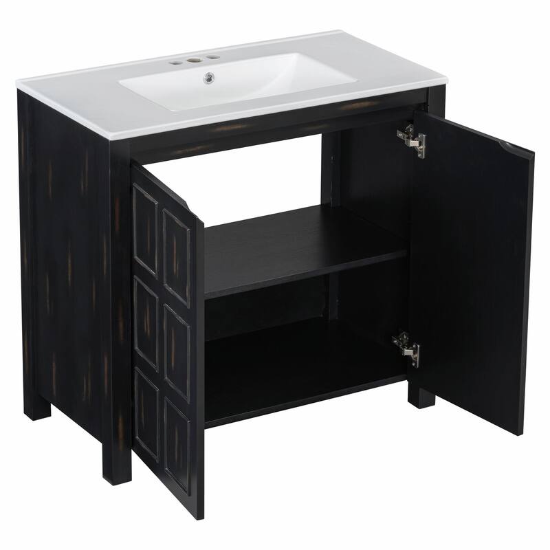 36" Bathroom Vanity Organizer with Sink - Combo Cabinet Set & Storage