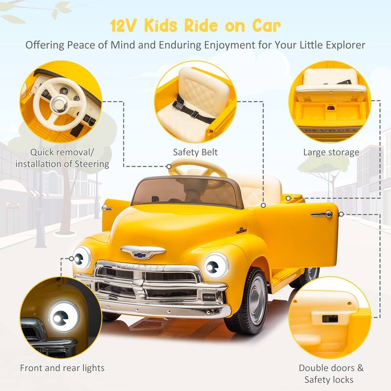 12V Ride On Car for Kids Ages 3-5, Licensed Chevrolet Kids Electric Cars