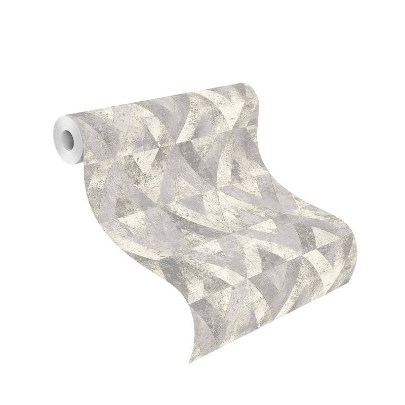Rasch Shikhar Silver Geometric Wallpaper - 20.5 x 396 x 0.025