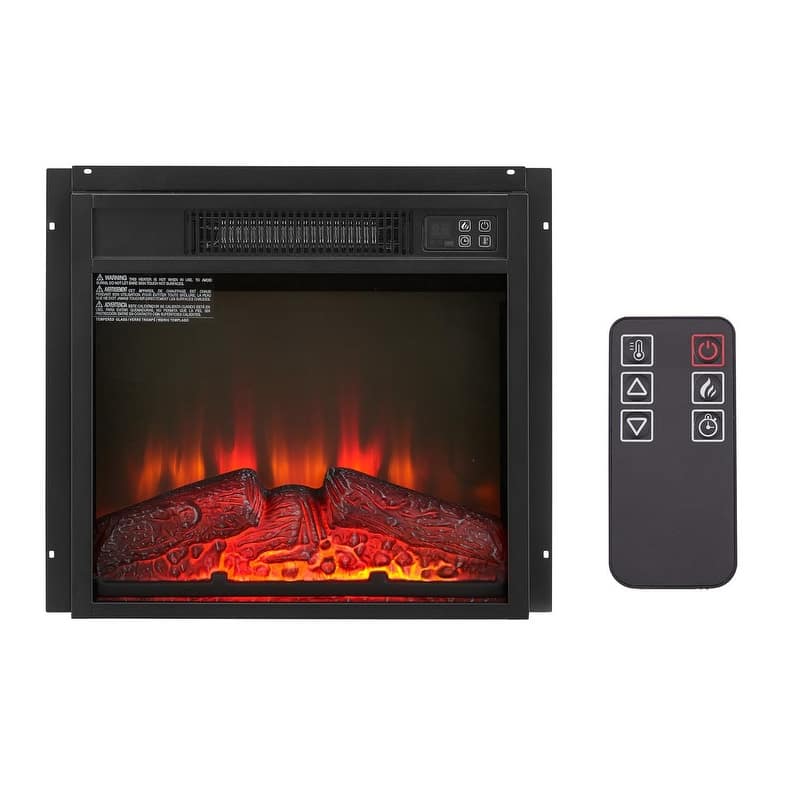 Electric Fireplace Insert with Remote Control, Ultra Thin Heater & Realistic Log Set