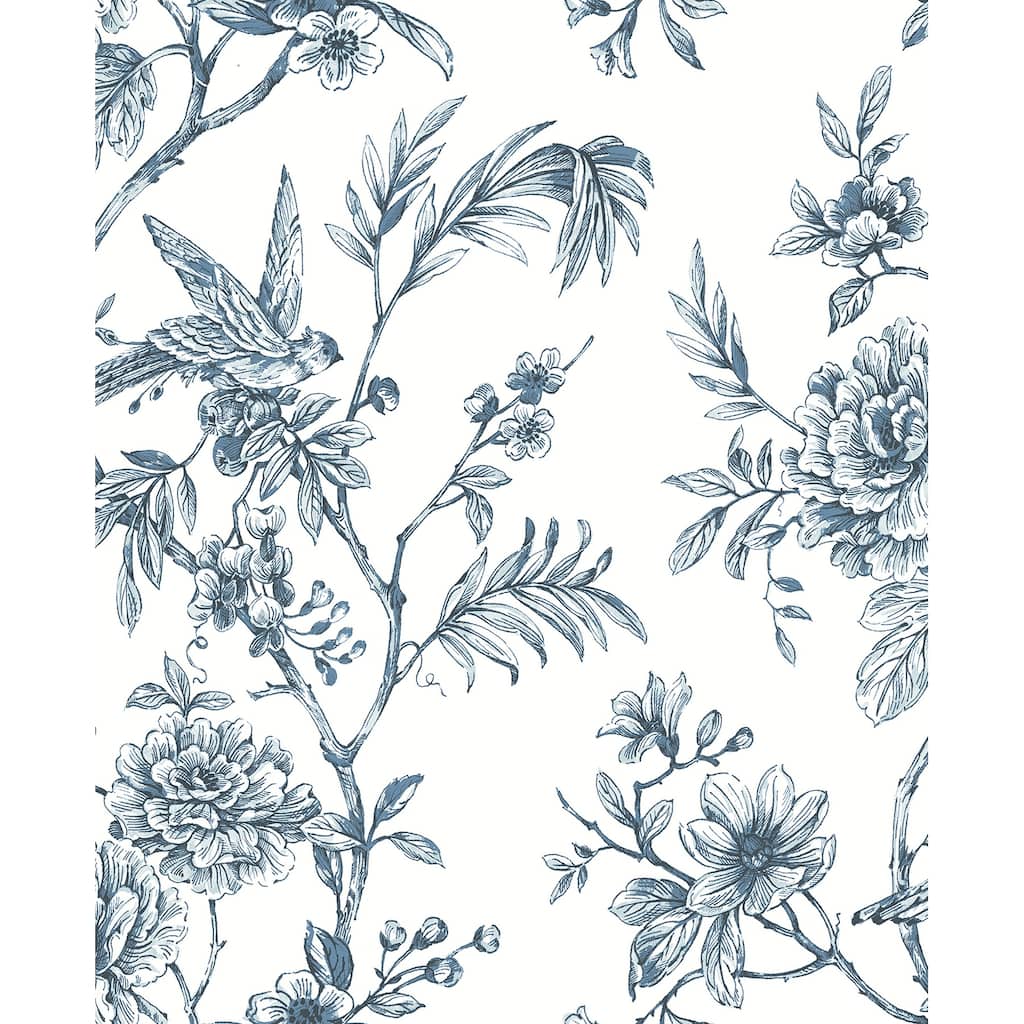 A-Street Prints Jessamine Blue Floral Trail Wallpaper