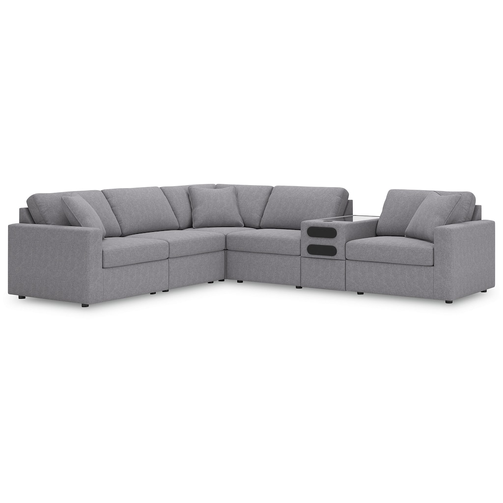 Signature Design by Ashley Modmax 6-Piece Sectional with Audio Console - 124" W x 107" D x 36" H