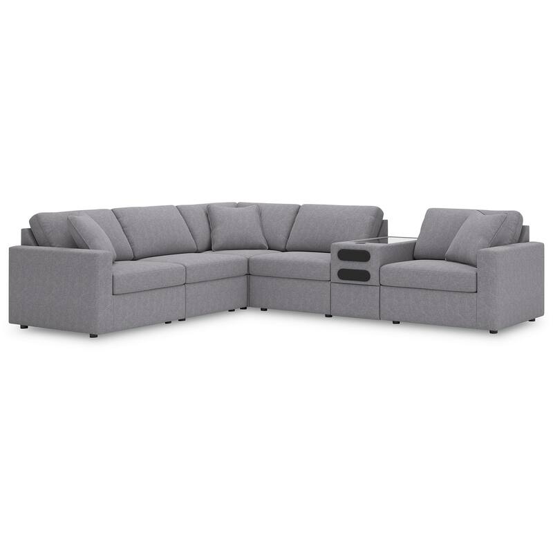 Signature Design by Ashley Modmax 6-Piece Sectional with Audio Console - 124" W x 107" D x 36" H - Grey