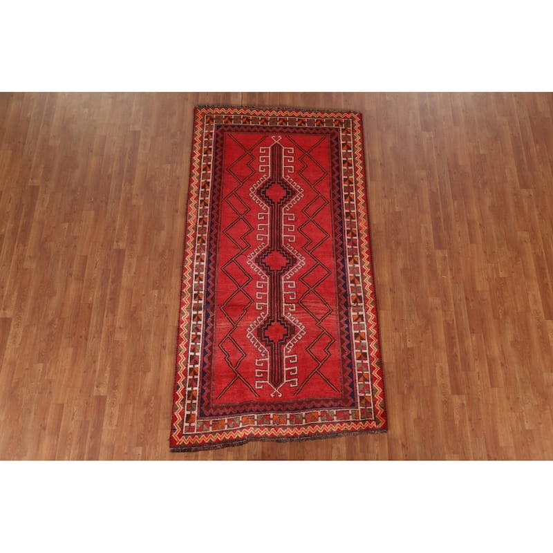Hand Knotted Oriental 100% Wool Carpet Traditional Geometric Red Lori Area Rug - 8' 4'' X 4' 3''
