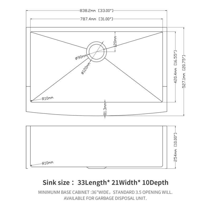 Farmhouse 16 Gauge Single Bowl Stainless Steel Kitchen Sink