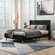 preview thumbnail 44 of 58, Alazyhome Upholstered Platform Bed Frame Black - Full
