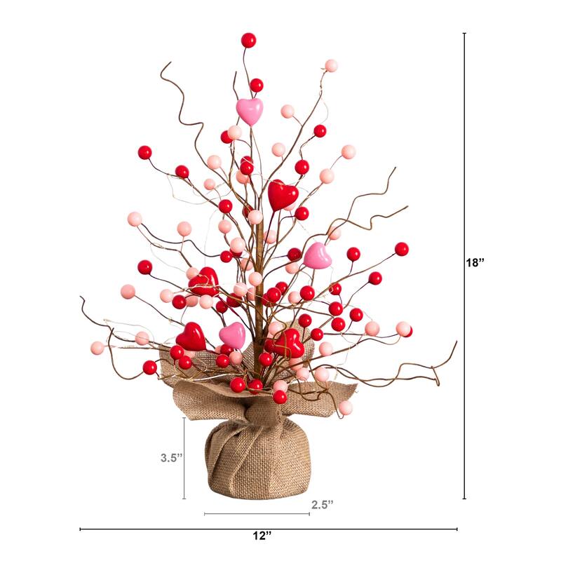 18-in Pre-Lit Valentine's Day Heart & Berry Tree with 30 Lights