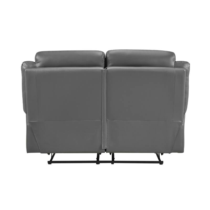 Conia Manual Double Recliner Loveseat, Dark Gray Grain Leather 63 Inch
