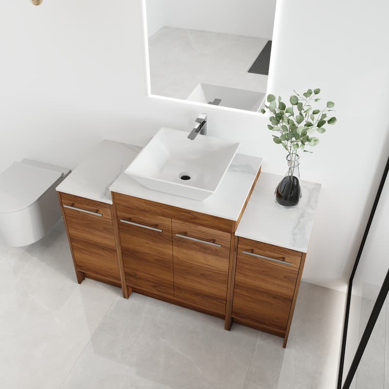 Malwee 24"/36"/48"/60" FreeStanding Bathroom Vanity, Floor Stand Bathroom Vanity with Ceramic Sink,Soft Close Door and Shelf
