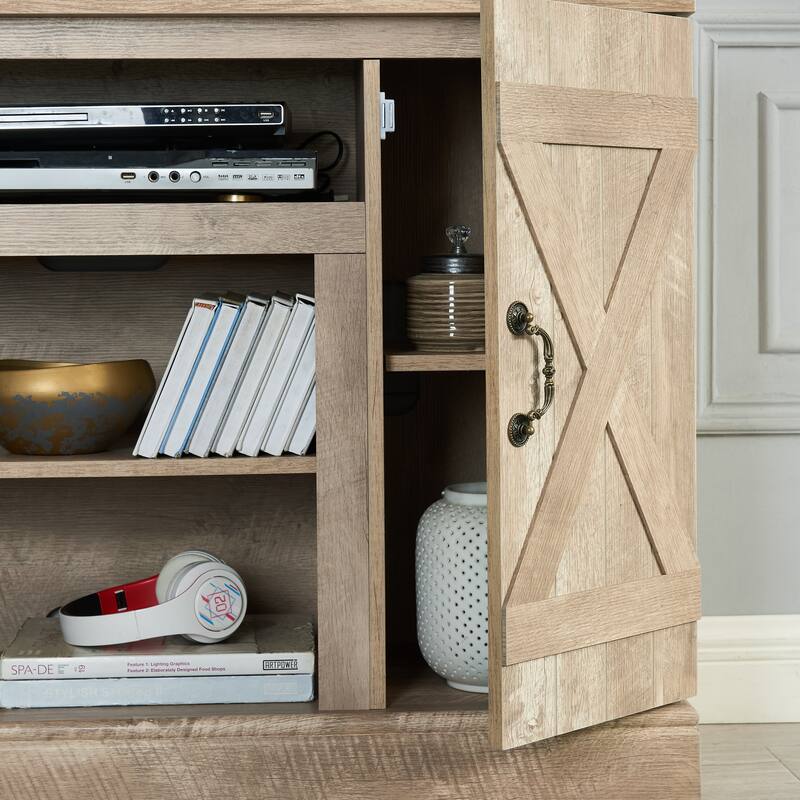 47 Farmhouse TV Stand with Barn Doors and Storage for 50 TV - Ashland Pine.