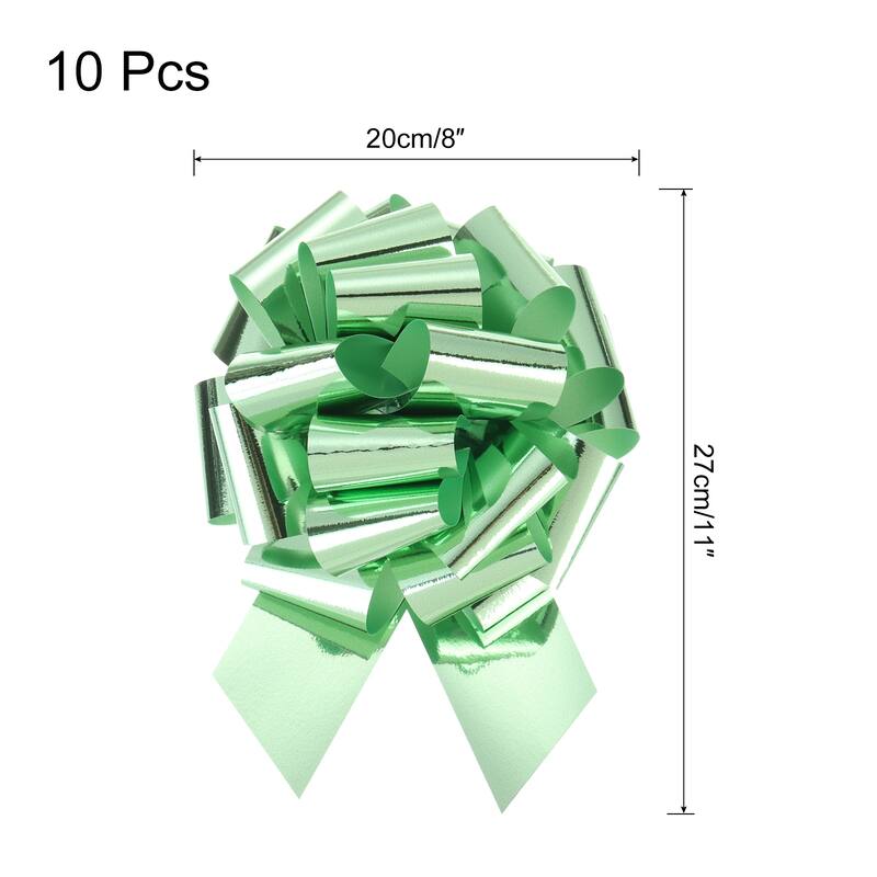 10pcs Metallic Large Big Pull Bow Gift Wrapping Bows Ribbon for Decor - Green - 8 inch