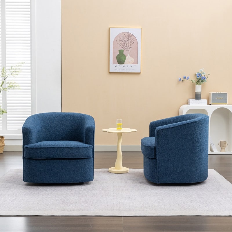 SEYNAR Modern Boucle Upholstered 360 Degree Swivel Accent Club Chair Set of 2