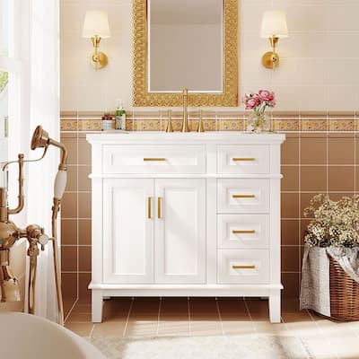 36" Modern Bathroom Vanity with Sink and 2 Soft Close Doors and 4 Drawers