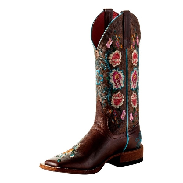 Macie Bean Western Boots Womens Come Back Floral Tan Weathered