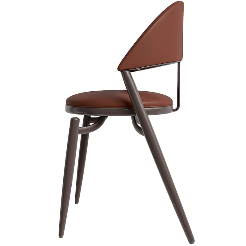 Venice Upholstered Leather Dining Chair (Set of 4) Open Back Accent Side Chair with Iron Legs