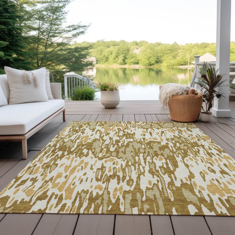 Machine Washable Indoor/ Outdoor Modern Watercolor Chantille Rug