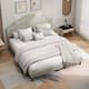 Modern Simple Queen Size Bed Frame Upholstered Platform Bed with Adjustable Headboard & Linen Fabric Padded