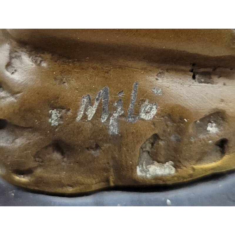 Signed Original Artwork By Milo Chinese Girl Holding Basket Bronze Sculpture