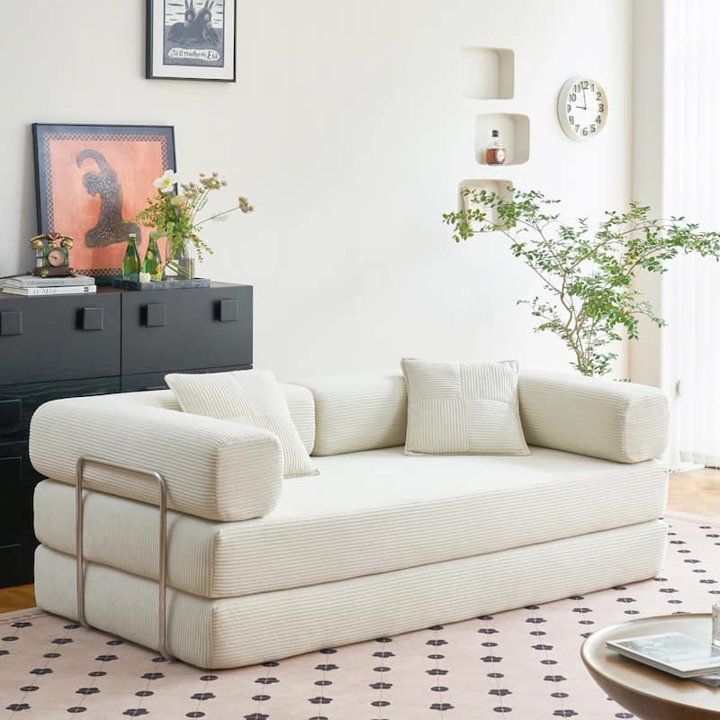78.8"Convertible Sleeper Sofa Bed With Pillow Compression Sofa Comfy Futon Couch Lounge Sleeper Bed