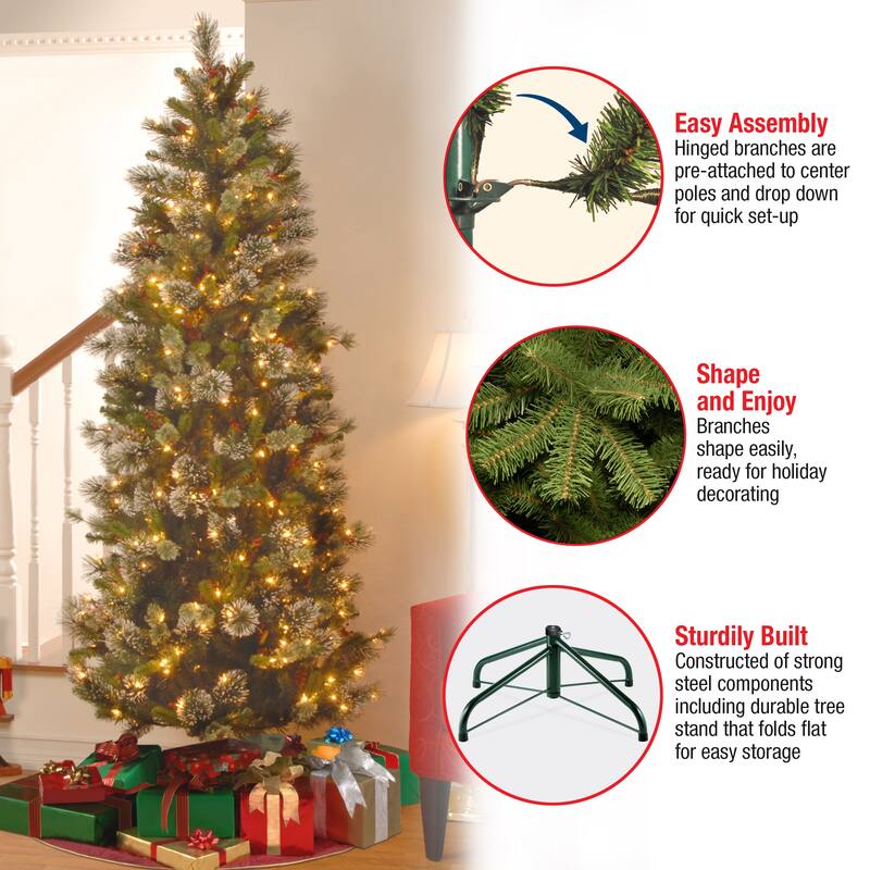 National Tree Company 7.5 ft. Wintry Pine Slim Hinged Tree with 400 Clear Lights - 7.5 Foot
